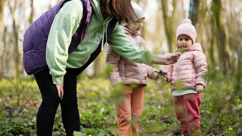 Activités de plein air en garderie nature : observation, jeux libres et motricité
